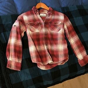 Classic Plaid Kids Button-Down Shirt - Red and White